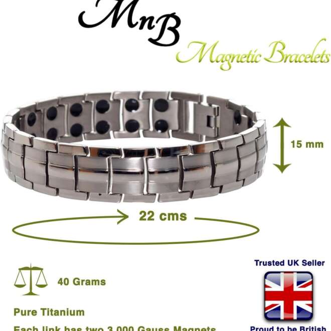 Titanium Barrel Magnetic Bracelet in a Silver Finish