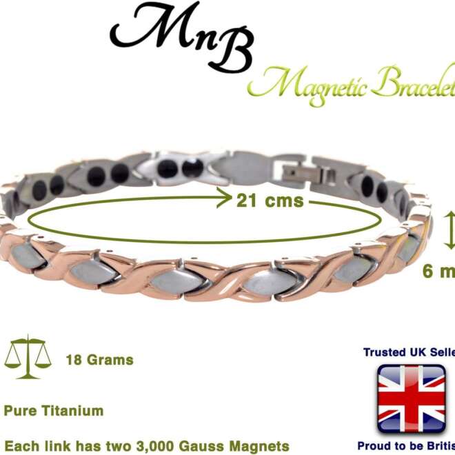 Silver & Rose Gold Titanium Bracelet