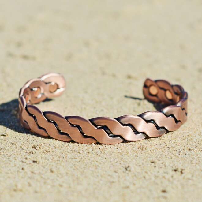 Copper Magnetic Bracelet with a Woven Design