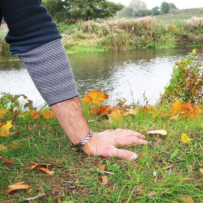 Copper Magnetic Bracelet with a Woven Design in a Pewter Finish